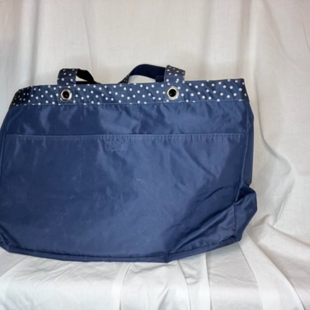 Thirty One Soft Utility Tote - Navy Dancing Dots